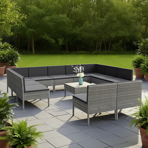 Set Lounge da Giardino Grande D0100HH85VT in Rattan PE Grigio con Struttura in Acciaio Verniciato a Polvere, Arredamento da Esterno Contemporaneo con Capacità 10+ Posti - Product Image 2
