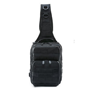 Sac à dos tactique pour sports de plein air, sac de poitrine imperméable unisexe, sangle en toile noire, poche intérieure à fermeture éclair - Product Image 4