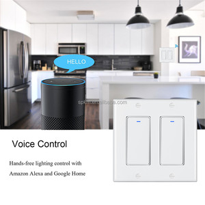 DS-122-S 2 Gang Alexa & Google Kết nối <span class=keywords><strong>Wifi</strong></span> Hands-<span class=keywords><strong>free</strong></span> điều khiển bằng giọng nói chúng tôi tiêu chuẩn tường thiết bị chuyển mạch tuya nhà thông minh các sản phẩm thiết bị - Product Image 1