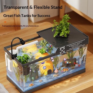 Aquarium domestique en acrylique pour poissons Betta, <span class=keywords><strong>mini</strong></span> aquarium de salon avec décor écologique Bob l'éponge - Product Image 2
