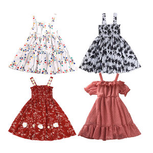 Robe d'été pour filles, imprimé feuilles, jupe de princesse à bretelles, vêtements pour enfants, vente en gros, nouvelle collection 2022 - Product Image 1