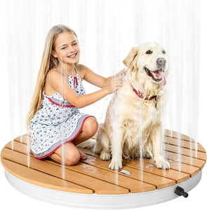 Douche de jardin KANGRUN WPC, douche au sol, douche extérieure pour <span class=keywords><strong>piscine</strong></span>, camping, sauna, lavage de chien, marron, ronde - Product Image 1