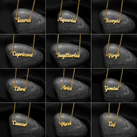 Collier avec pendentif lettre personnalisé en acier inoxydable plaqué or 18 carats, chaîne à maillons, charme d'anniversaire
