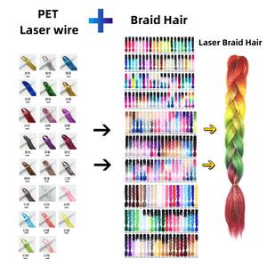 24 pouces coloré soie paillettes Jumbo tresse brillant coloré <span class=keywords><strong>boxe</strong></span> africaine tresse Ombre couleur Laser soie tresse cheveux - Product Image 4