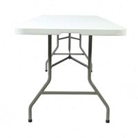 Table pliante portable 6 pieds, blanche, rectangulaire, en plastique, mobilier d'extérieur, pliable, pour banquet, restauration, camping