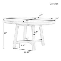 Table à manger ronde extensible TREXM Farmhouse avec plateau de 16 po (plateau en bois de chêne naturel + finition blanc antique)