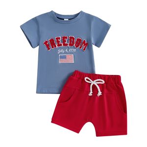新设计7月4日童装红白蓝小男孩夏季服装男童短裤 - Product Image 2