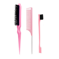 Salon professionnel coiffure peigne Kit bord brosse 3 rangées poils de sanglier cheveux cire peigne Rat queue peigne ensemble