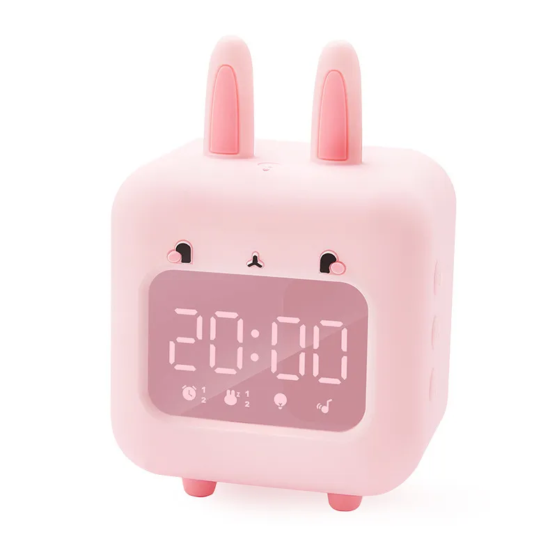 Nueva caricatura inteligente Digital conejo despertador para niños dormitorio cabecera LED música despertador