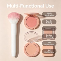 Kuas Makeup Wajah Bulu Sintetis Lembut Bergradasi Pink Berkualitas Tinggi untuk Kosmetik Bedak