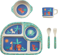 Ensemble de vaisselle pour enfants de 8 pouces sans BPA en RPET, bol en plastique réutilisable de qualité alimentaire avec fourchette et cuillère pour enfants