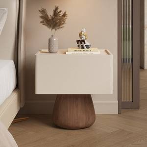 Mesita de noche minimalista moderna con almacenamiento, superficie de madera, mesa auxiliar para dormitorio infantil - Product Image 5