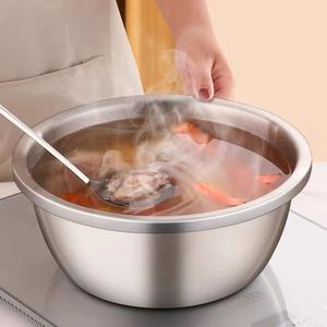 Stainless Steel Bowl With Lid 24cm Round Dishwasher Safe Kitchen Soup Basin Food <b>Storage</b> <b>Container</b> - Product Image 1