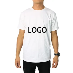 Camisetas blancas lisas con estampado de logotipo para hombre, ropa de marca personalizada, 100% algodón, venta al por mayor