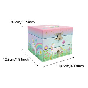 Caja Musical de Madera MDF de Alta Calidad con Diseño de Caballo Arcoíris y Estampado Dorado con Espejo para Regalos de Cumpleaños, Venta al por Mayor de Yiyu - Product Image 2