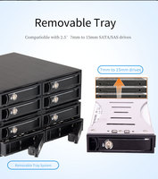 Unestech 2.5'' Hot-Swap SATA 8 baies SSD HDD Mobile Rack Mini SAS SFF-8643 Boîtier pour serveur de bureau