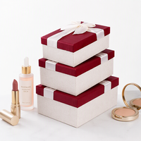Coffret cadeau en carton rigide imprimé sur mesure avec couvercle et base, et nœud en ruban de satin pour emballage de cadeaux de mariage et de fêtes