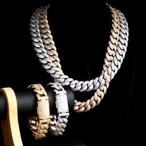 Collar de Cadena de Eslabón Cubano NUOYA de 20mm con Incrustaciones de Circonitas Iced Out y Cierre Desplegable, Diamantes Talla Baguette, Joyería Fina Estilo Hip Hop - Product Image 5