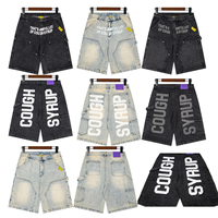 Shorts en jean pour hommes de haute qualité, style streetwear, design composite, collection THAT'S a AWFUL LOT of COUGH SYRUP