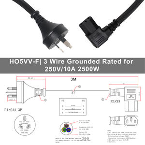 Factory Price <strong>Free</strong> Samples 1.2m ODM OEM IEC <strong>Right</strong> Angle C13 Power Cable 3 Pin Electric Plug AU Power Cord for Computer - Product Image 5