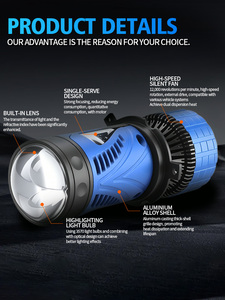 Phare de voiture à double lentille H4 Focus Beam, projecteur LED mini haute puissance 80W 6000K en cuivre avec ventilateur de refroidissement pour voiture et moto - Product Image 4