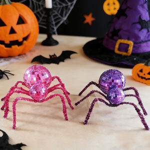 Chuang De Halloween <span class=keywords><strong>Disco</strong></span> Ball Spider, décoration d'araignée effrayante qui brille dans le noir pour fête de maison hantée, décoration d'Halloween - Product Image 1