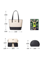 Ensemble de sacs à main 3 pièces pour femmes sac fourre-tout de couleur contrastée avec petit sac à bandoulière et pochette à cosmétiques ensemble de sac à main pour femmes à la mode