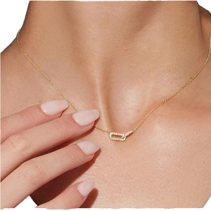 Collar de plata de ley S925, colgante geométrico entrelazado chapado en oro de 14 quilates, cadena de clavícula <span class=keywords><strong>Simple</strong></span> para mujer, regalos de joyería de boda - Product Image 2