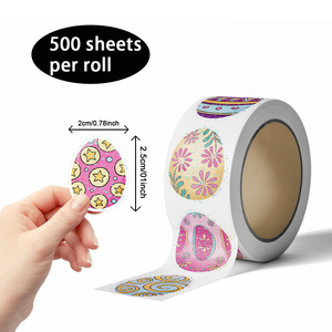 Rollo de 500 Pegatinas de Huevos de Pascua Impermeables, Calcomanías de Papel con Diseños de Animales en Tonos Pastel para Cestas de Pascua, Recuerdos de Fiesta para Niños - Product Image 3