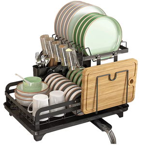 Scolapiatti Pieghevole a 2 Livelli, Design Moderno, da Appoggio per Cucina, con Vassoio Raccogligocce, Multifunzionale, Vendita Diretta dalla Fabbrica - Product Image 1