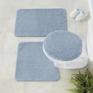 Set da bagno moderno classico bianco hotel di lusso floccato in microfibra vintage tappetini da bagno 3 pezzi