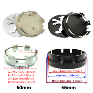 Tapas de buje de rueda de 60mm y 56mm para <span class=keywords><strong>Peugeot</strong></span>, con logo/emblema para los modelos 107, 108, 206, 207, 307, 308, 408, 508, 2008, 3008 - Product Image 2