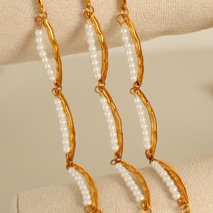 Pulsera de Perlas de Doble Capa, Acero de Titanio, Chapado en Oro de 18K, Apilable, Joyería Unisex, Regalo - Product Image 2