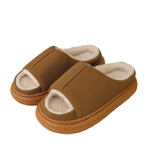 2025 nouveau bout <span class=keywords><strong>ouvert</strong></span> doublé polaire pour pantoufles maison intérieure en peluche antidérapante pour pantoufles avec semelle extérieure en EVA pour l'hiver - Product Image 1