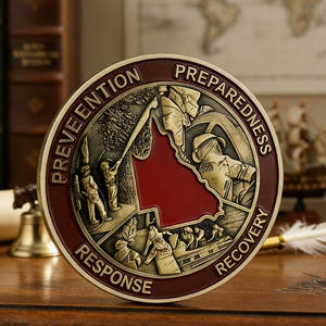 Moneda de Aleación de Zinc Personalizada de Fábrica, con Relieve Antiguo, Técnica de Esmalte Rojo Vino, Acabado Galvanizado, <span class=keywords><strong>Valor</strong></span> Coleccionable, <span class=keywords><strong>Honor</strong></span>ífica - Product Image 1