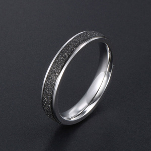 Unisex Black Frosted <b>Ring</b> With Pearl Sand Finish For Index Or Pinky Finger Gift Jewelry SA482 - Product Image 1
