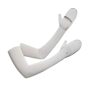 Guantes de manga de seda helada de ajuste holgado con cubierta para los dedos, protección solar, palma abierta, transpirables, protección UV, para correr - Product Image 5