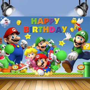 Decoración de Fondo para Fiesta de <span class=keywords><strong>Mario</strong></span> <span class=keywords><strong>Bros</strong></span>, Artículos de Fiesta para Niños y Niñas, Fondos de Vinilo para Fotografía, Regalos para Festivales - Product Image 3