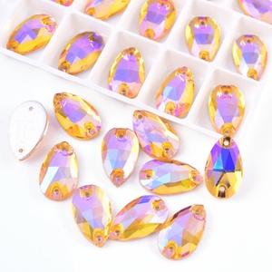 OLeeya Factory Wholesale 3A Glass Pear <b>Drop</b> Crystals AB Colors Teardrop Sew on Rhinestones for Costumes - Product Image 4