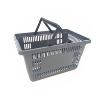 Panier de courses en plastique écologique de 21 L avec poignées, caisse en plastique empilable pour supermarché