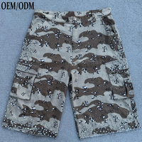 Shorts en jean vintage pour homme, personnalisés OEM, imprimés camouflage DTG sur toute la surface, coupe cargo large, en coton épais, taille haute avec strass