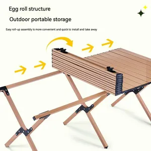 Good Quality Outdoor Folding Table Picnic Camp Cars Self Driving Travel Supplies Solid Wood Rolls Table Camping Portable