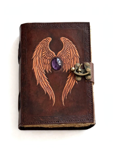 Diario de Cuero con Alas de Ángel en Relieve, Grimoire de Cristal Amatista, Libro de Hechizos Antiguo, Regalo para Amantes de la Magia, Escritores y Lectores - Product Image 5