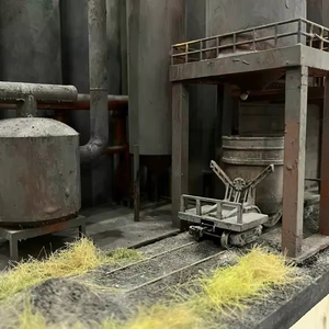 Diorama de fábrica de acero abandonada a escala HO 1:87 con horno de fusión y líneas de descarga de torpedos, compatible con Trix Piko, 75x30cm - Product Image 2