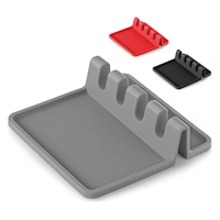Repose-cuillère en silicone écologique avec tapis anti-goutte et support pour couvercles de casseroles, pour cuisinière et comptoirs de cuisine - Compatible lave-vaisselle
