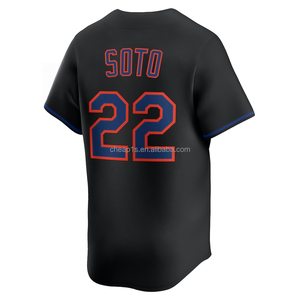 Vente en gros de maillots de baseball américains brodés pour hommes New York Met # 22 Juan Soto 12 Francisco Lindor 9 Brandon Nimmo Vêtements de softball - Product Image 4