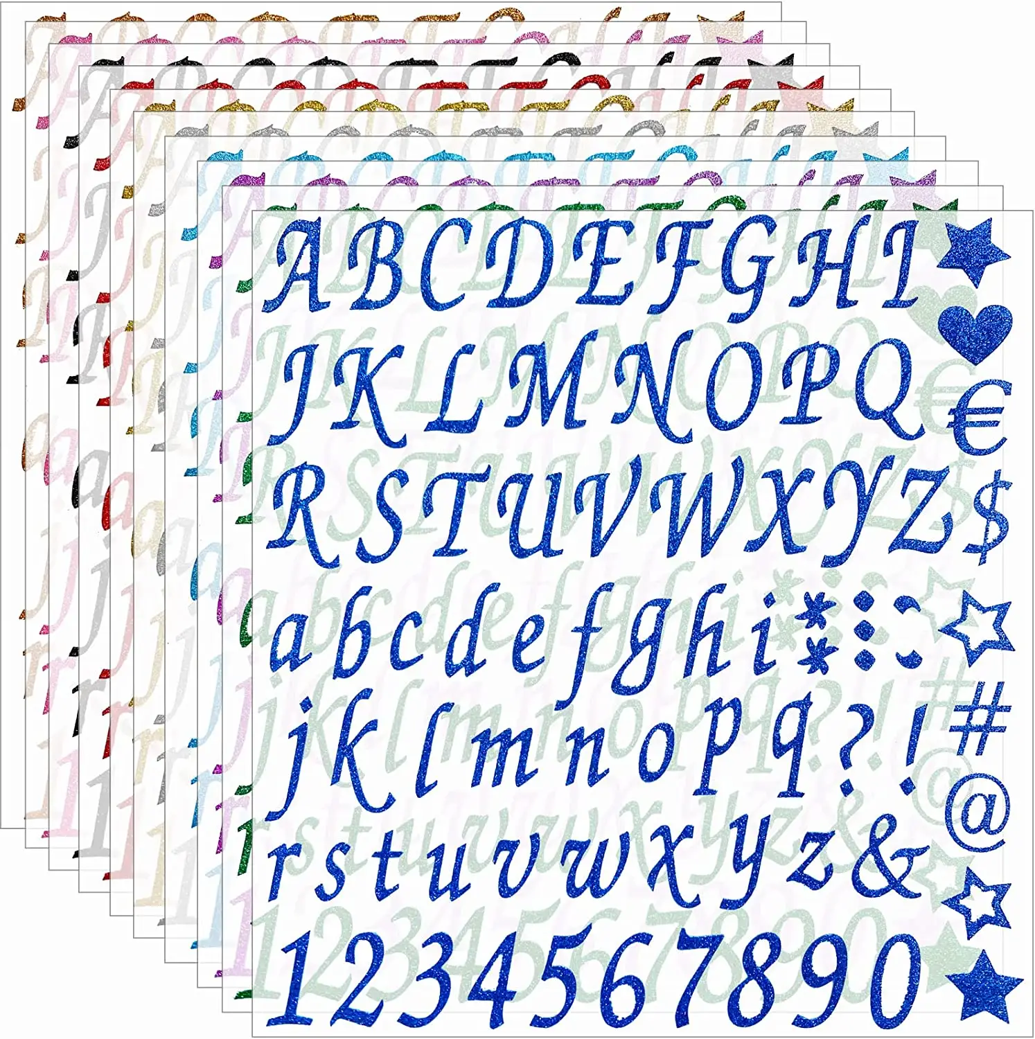 10 Sheets Glitter Alfabet Letter Stickers, zelfklevende Letter En Nummer Stickers Decals Voor Teken Diy Ambachten Art Maken (1Inch