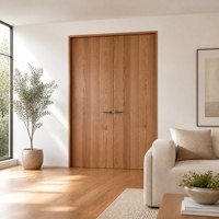 Portes intérieures en chêne blanc, style minimaliste, double porte, âme pleine, style naturel, porte de salon pour maison, villa et domicile
