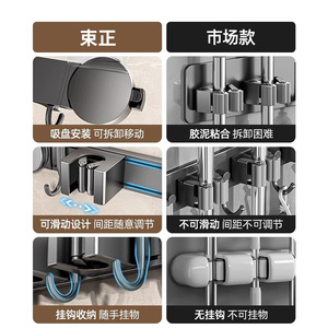 Shu Zheng Bathroom Suction Cup <b>Mop</b> Holder <b>Wall</b> Mount Storage Rack Multifunction Punch Free Polished Finish - Product Image 2