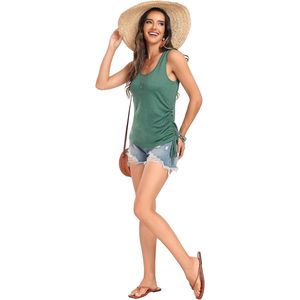Débardeur personnalisé pour femme, col rond, demi-boutonnage, sans manches, avec cordon de serrage latéral, décontracté, respirant, coupe classique - Product Image 6